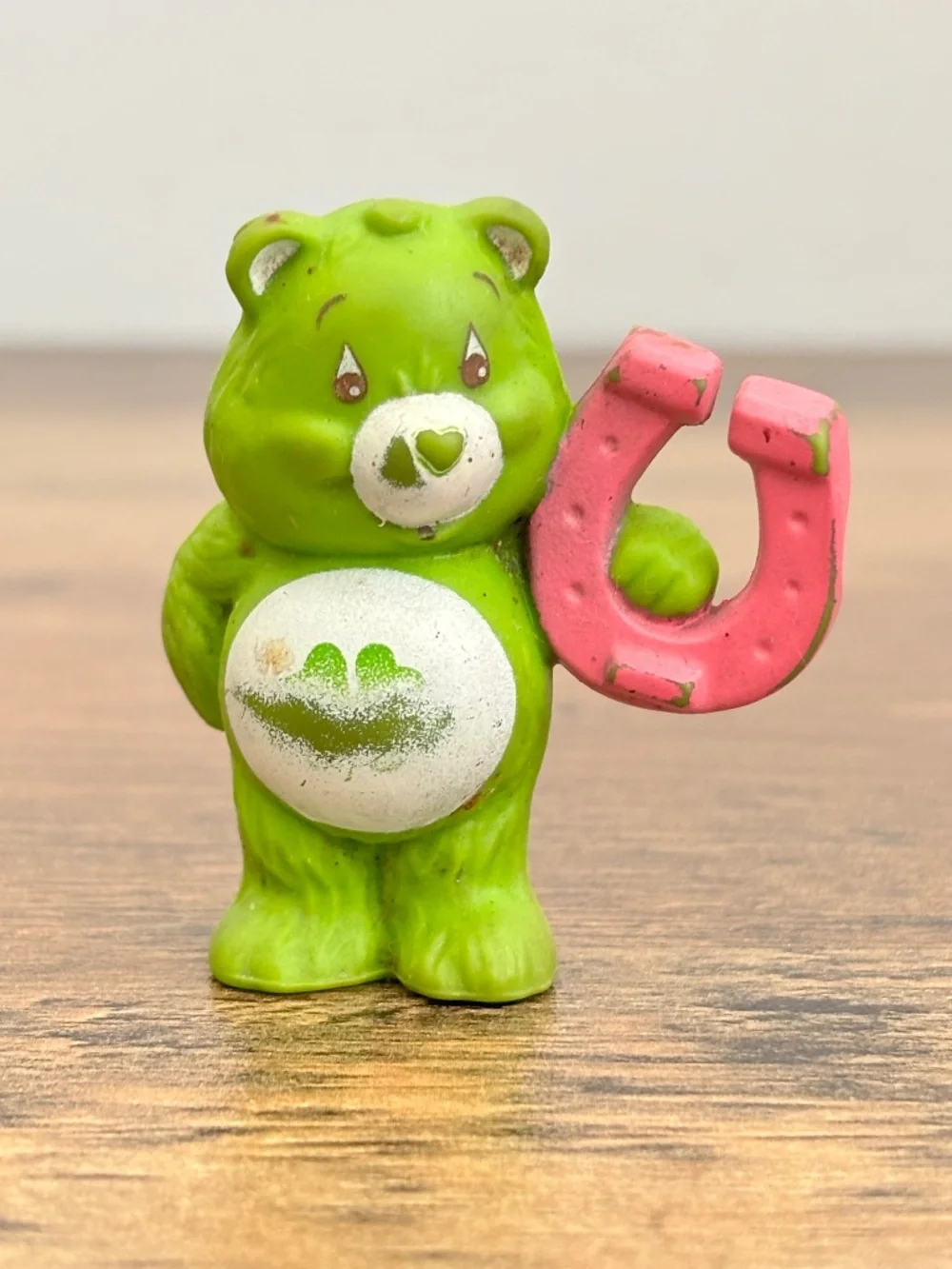 VINTAGE 1983 Kenner Care Bears | Good Luck Bear Pink Horseshoe Toy Figure Topper